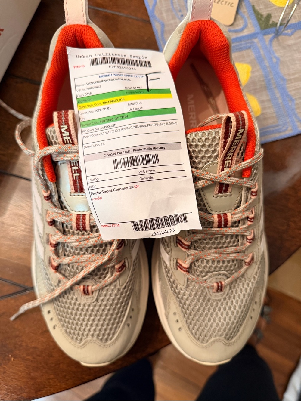 Merrell free people Beige Sneakers with Bright Orange Lining